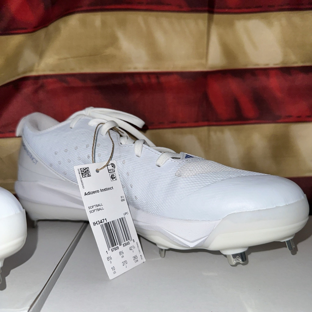 Adidas Adizero Instinct Womens Softball Metal Cleats Size 10 White / Royal Blue - Picture 3 of 7